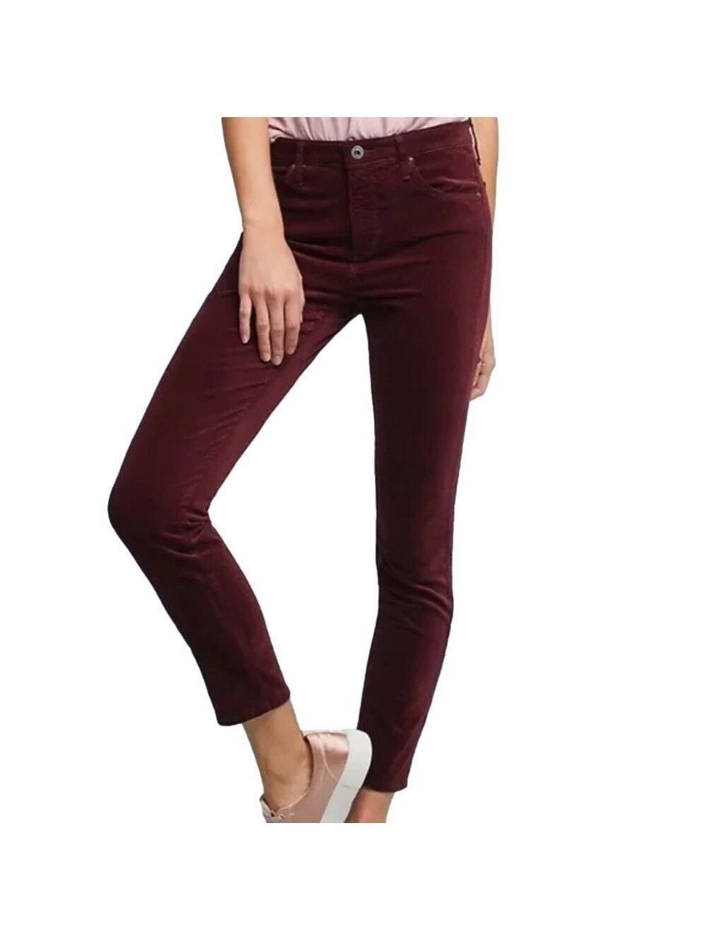 Adriano Goldschmeid The Stevie Ankle Slim straight Merlot velvet pant Size 32R